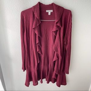 DRESS BARN RUFFLE CARDIGAN